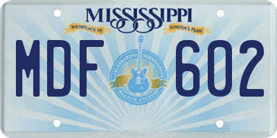 MS license plate MDF602