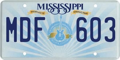 MS license plate MDF603