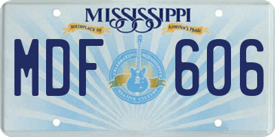 MS license plate MDF606