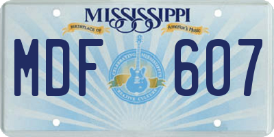MS license plate MDF607