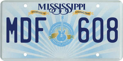 MS license plate MDF608