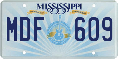 MS license plate MDF609
