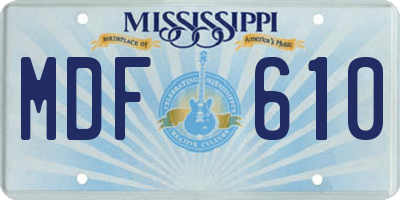 MS license plate MDF610