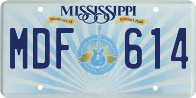 MS license plate MDF614