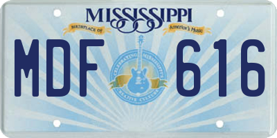 MS license plate MDF616