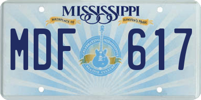 MS license plate MDF617