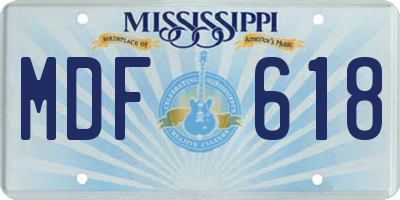 MS license plate MDF618