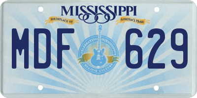 MS license plate MDF629