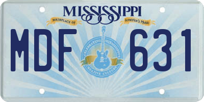 MS license plate MDF631
