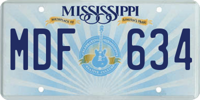 MS license plate MDF634