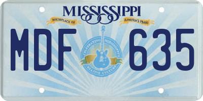 MS license plate MDF635