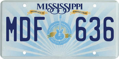 MS license plate MDF636