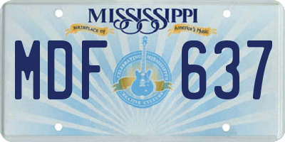 MS license plate MDF637