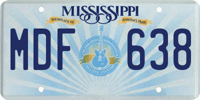 MS license plate MDF638