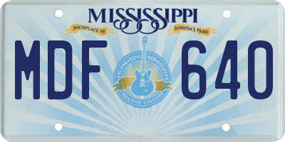 MS license plate MDF640