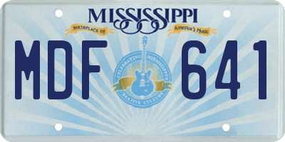 MS license plate MDF641