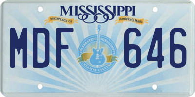 MS license plate MDF646