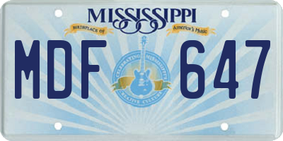 MS license plate MDF647