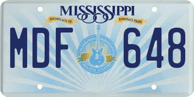 MS license plate MDF648
