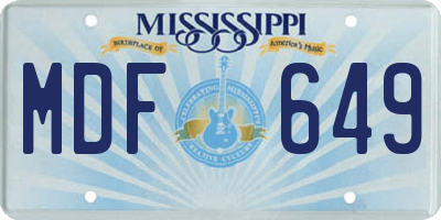 MS license plate MDF649