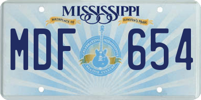 MS license plate MDF654