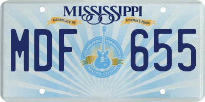 MS license plate MDF655