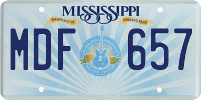 MS license plate MDF657