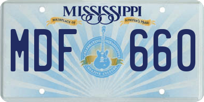 MS license plate MDF660