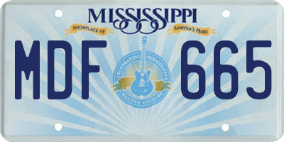 MS license plate MDF665