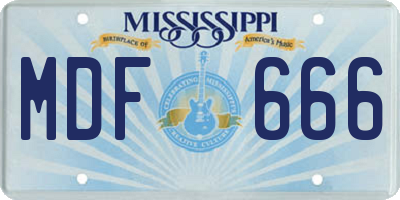 MS license plate MDF666