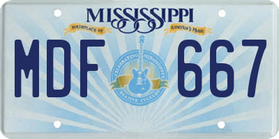 MS license plate MDF667