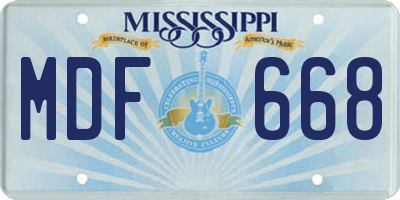 MS license plate MDF668