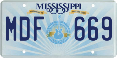 MS license plate MDF669