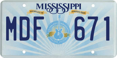MS license plate MDF671
