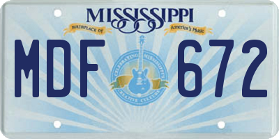 MS license plate MDF672