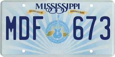 MS license plate MDF673