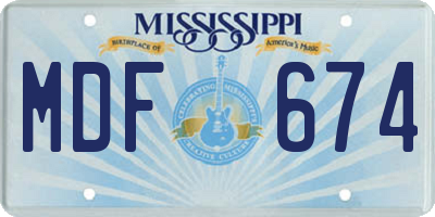 MS license plate MDF674