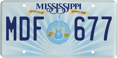 MS license plate MDF677