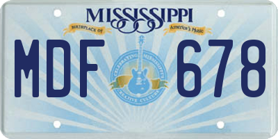 MS license plate MDF678