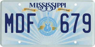 MS license plate MDF679