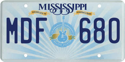 MS license plate MDF680