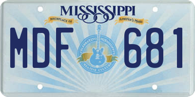MS license plate MDF681