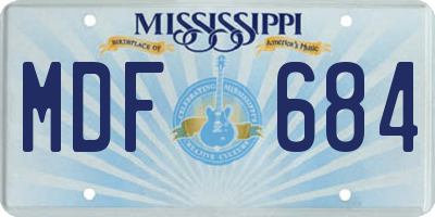 MS license plate MDF684