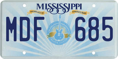 MS license plate MDF685