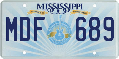 MS license plate MDF689