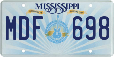 MS license plate MDF698