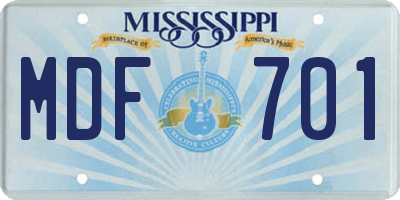 MS license plate MDF701