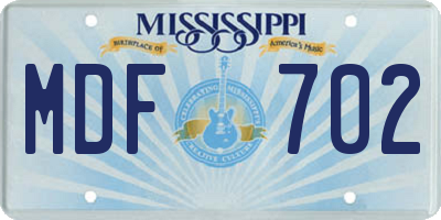MS license plate MDF702