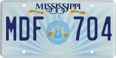 MS license plate MDF704