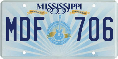 MS license plate MDF706